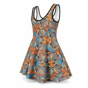 Clover Canyon Skater Dress Womens Small Multicolor Good Geometric Neoprene USA